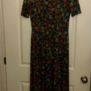 LuLaRoe Blue and Orange Floral Maxi Dress
